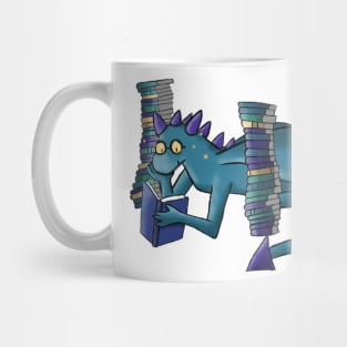 Nerd dragon with a horde of books Mug